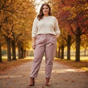 Eileen Fisher Light Barley Pleated Taper Ankle Pants Size 24